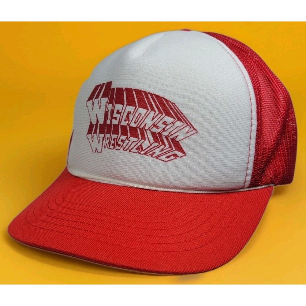 Vintage Wisconsin Badgers Wrestling Trucker Snapback Hat YA Headgear Rope RARE
